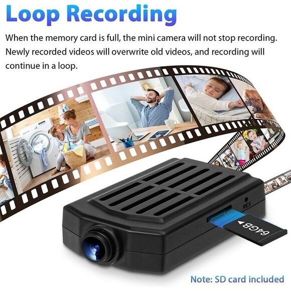 Mini Security Camera 1080P,64GB Nanny Video Recorder Cam with Motion Detection - Picture 4 of 8